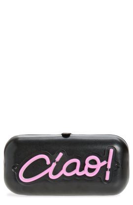 Moschino Moschino Light-Up Neon Ciao! Faux Leather Clutch