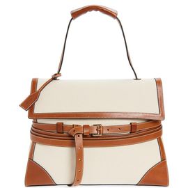 Moschino Moschino Medium Tie Me Canvas & Leather Shoulder Bag
