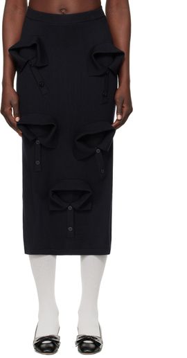 Moschino Moschino Navy Multi Collars Knitted Midi Skirt