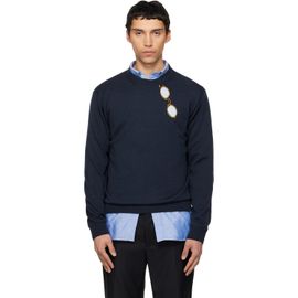 Moschino Moschino Navy Superfine Merino Wool Intarsia Sweater
