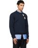 Moschino Moschino Navy Superfine Merino Wool Intarsia Sweater - 2