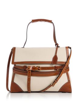 Moschino Moschino Tie Me Canvas & Leather Top Handle Bag