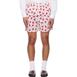 Moschino Moschino White & Red Print Lightweight Cotton Poplin Shorts