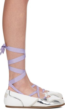 Moschino Moschino White Suede Mirror Effect Ballerina Flats