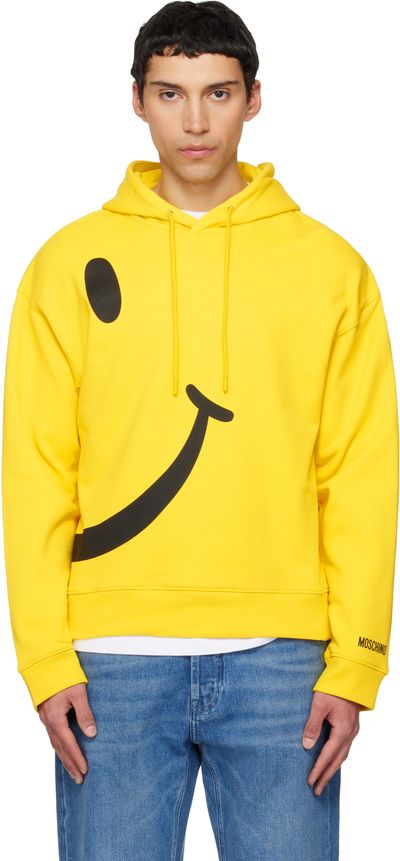 Moschino Moschino Yellow Smiley Organic Cotton Hoodie