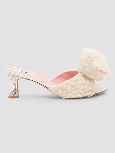 Moschino Women's Dolly 55MM Animal-Motif Plush Wool Mules
