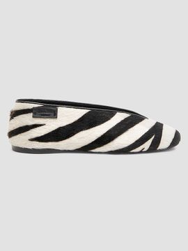 Moschino Women's Duck Zebra-Print Calf Hair Ballerina Flats