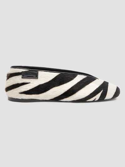 Moschino Women's Duck Zebra-Print Calf Hair Ballerina Flats