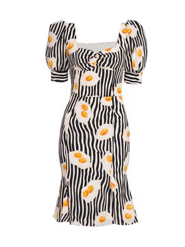 Moschino Women's Egg-Print Striped Midi Dress