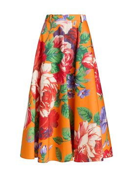 Moschino Women's Floral Stretch Cotton Midi-Skirt