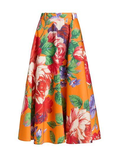 Moschino Women's Floral Stretch Cotton Midi-Skirt
