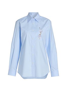 Moschino Women's Glasses Print Stretch Cotton Shirt