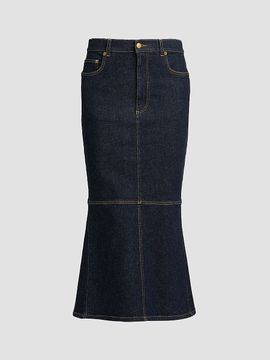 Moschino Women's Mermaid Heart Back Denim Midi-Skirt
