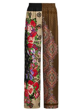 Moschino Women's Mixed Floral Print Silk Trousers