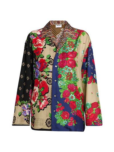 Moschino Women's Mixed Floral Satin Blouse