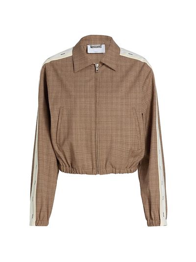 Moschino Women's Plaid Wool-Blend Logo Tape Jacket