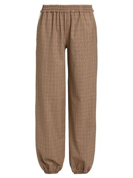 Moschino Women's Plaid Wool-Blend Logo Tape Trousers