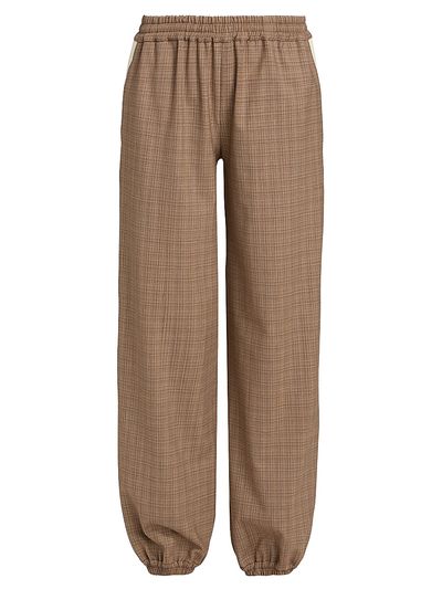 Moschino Women's Plaid Wool-Blend Logo Tape Trousers
