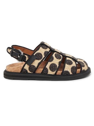 Moschino Women's Polka Dot Woven Raffia Sandals