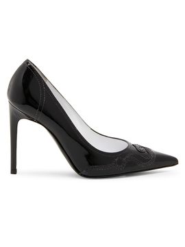 Moschino Women's Question Stitching 100MM Leather Pumps