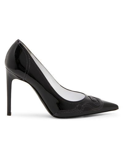 Moschino Women's Question Stitching 100MM Leather Pumps