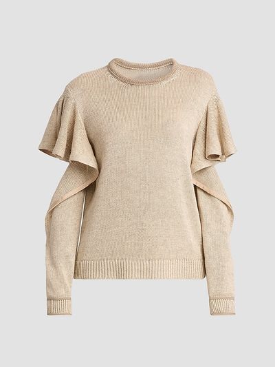 Moschino Women's Ruffle Cold Shoulder Knit Sweater
