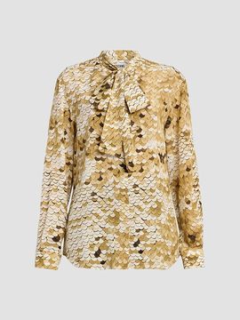 Moschino Women's Sequin-Print Silk Top