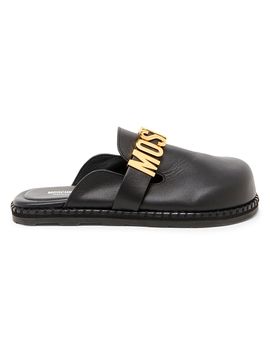 Moschino Women's Sporty Logo-Accented Leather Mules