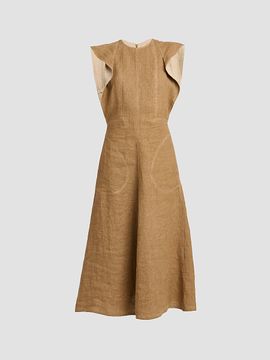 Moschino Women's Straw Linen Midi Dress