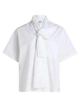 Moschino Women's Stretch-Cotton Tieneck Blouse