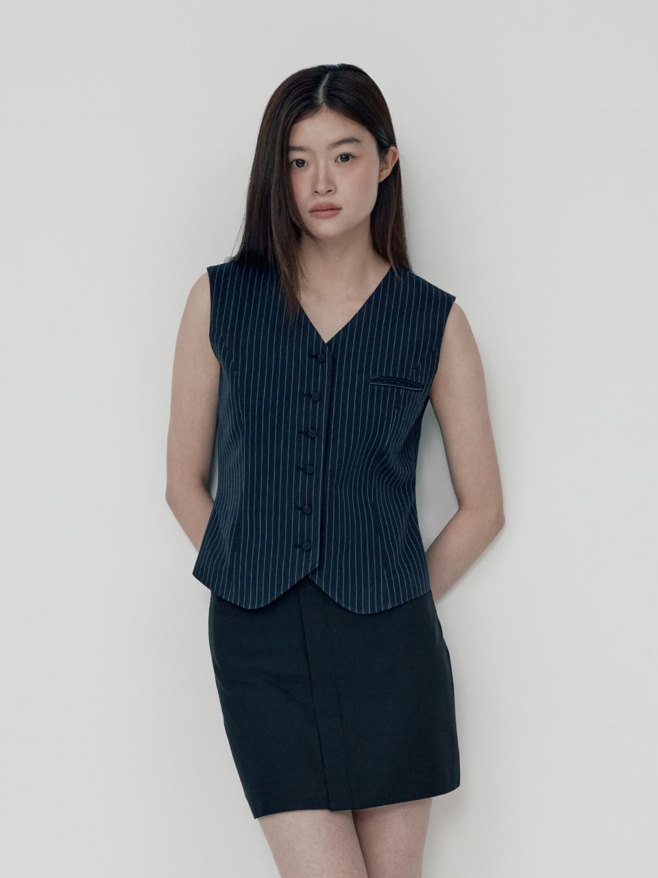 moslu Covered button vest (Navy)
