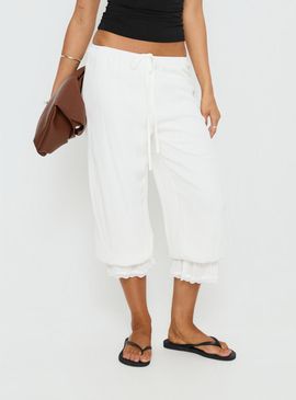 MOTEL Basma Bloomer Trouser Pants Rayon White