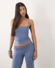 Motel Motel Achara ruched cami top in dusty blue - part of a set - 1