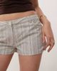 Motel Motel ada striped fitted micro shorts in ivory gray stripe-White - 4