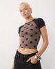 Motel Motel Agneta polka dot baby tee in brown mix - 2