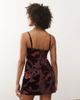 Motel Motel Alvana floral devore mini dress in burgundy-Red - 4