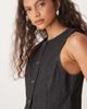 Motel Motel anila button up denim vest in indigo-Navy - 3