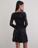 Motel Motel Anyeli velvet leaf mini dress in dark blue - 3