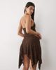 Motel Motel ashley hanky hem sequin midi skirt set in brown - 3