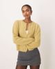 Motel Motel Audrina fluffy knit cardigan in yellow-Green - 1