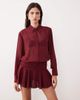 Motel Motel Azphira long sleeve mesh romper in burgundy-Red - 1
