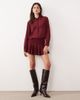 Motel Motel Azphira long sleeve mesh romper in burgundy-Red - 3