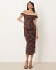 Motel Motel Catrin off shoulder midaxi floral dress in brown - 1