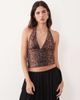 Motel Motel Cosimo halter mesh top in deer print brown - 1