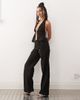 Motel Motel cursa sarong overlay bead detail linen look pants in black - 4