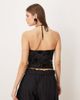 Motel Motel Daiki halter velvet leaf top in dark blue - 2