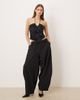 Motel Motel Daiki halter velvet leaf top in dark blue - 4
