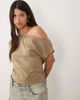 Motel Motel Damaria off-the-shoulder stud detail top in khaki-Green - 1