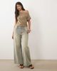 Motel Motel Damaria off-the-shoulder stud detail top in khaki-Green - 2