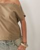 Motel Motel Damaria off-the-shoulder stud detail top in khaki-Green - 3